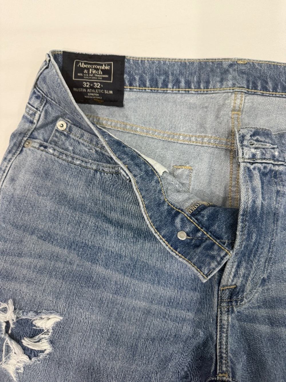 Distressed Medium Wash Straight Leg Jeans • Ripped Knee • Casual Denim